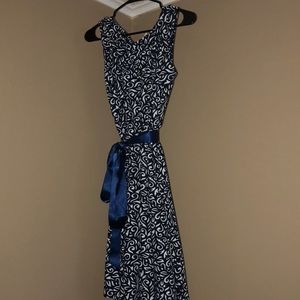 Blue and white dress